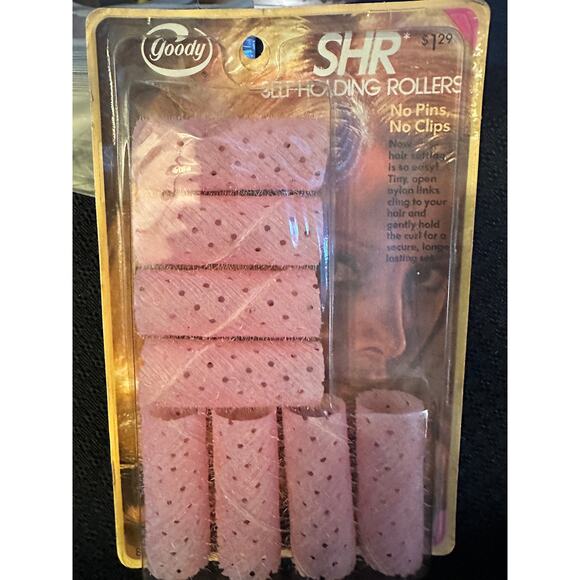 VTG NOS 1973 Goody Self Holding Rollers 8pk Hair Curlers USA large 7/8” pink - Picture 1 of 4